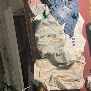 Kids jean Jacket and Bodysuit Set - Light Green Disney swim& USA SS